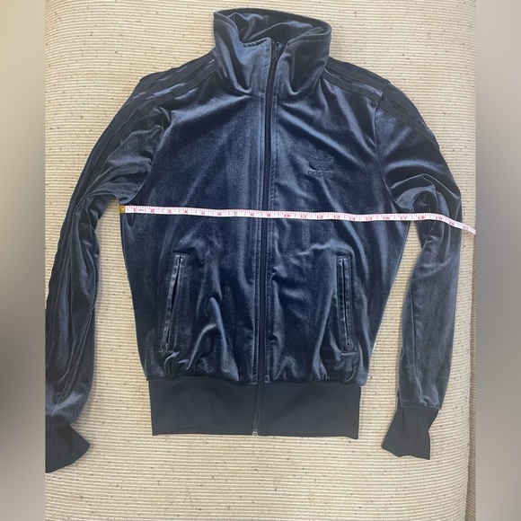 Adidas Blue Velour Zip Up Sweater - Picture 2 of 3